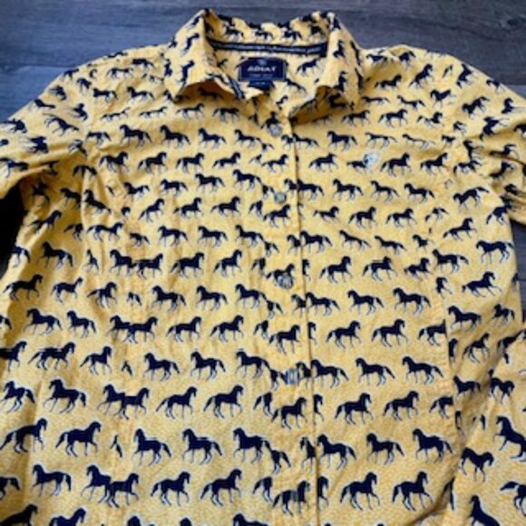 Ariat Performance long sleeve show shirt western cowgirl rodeo 100% cotton med - Picture 10 of 11